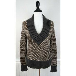 ZARA V-Neck Cowl Knit Sheer Stretch Sweater